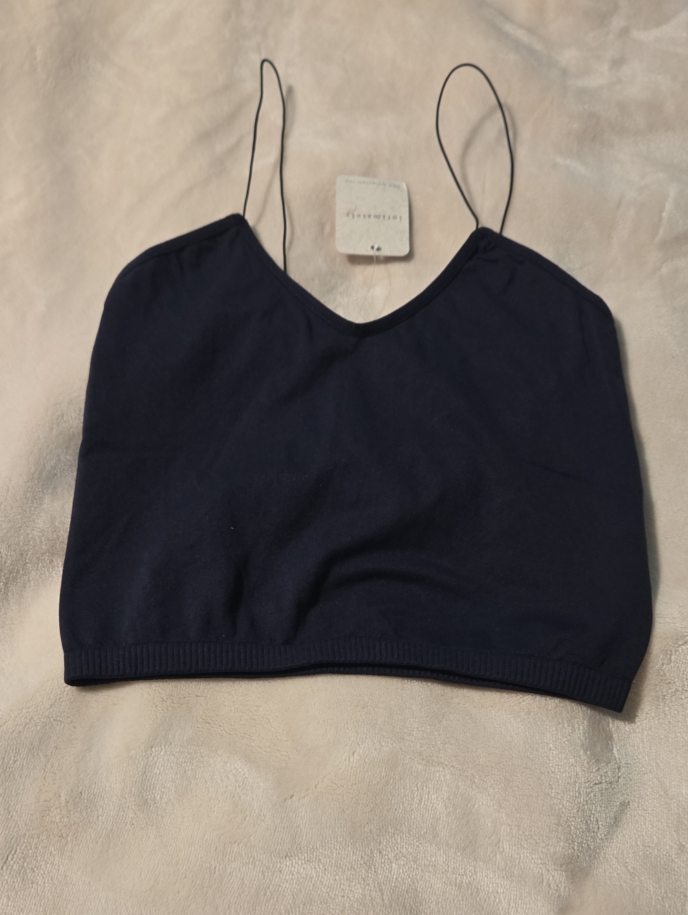 Free People Navy Spaghetti-Strap Cropped Camisole
